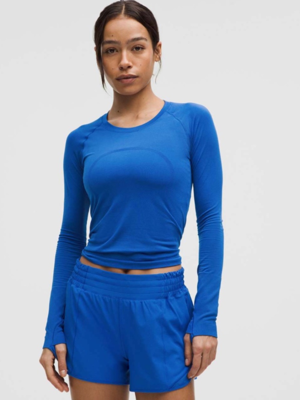 Lululemon Swiftly Tech Long-Sleeve Shirt 2.0 *Waist Length Bright Blue Sz 6 $78